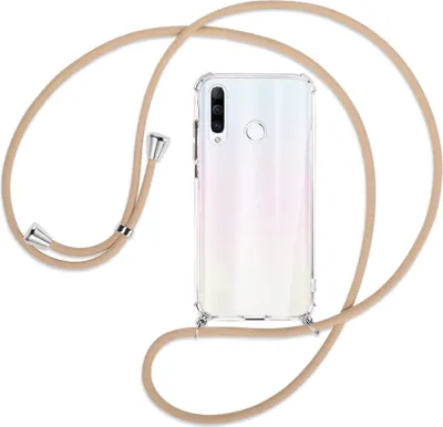Produktbild von Handykette Backcover-Schutzhülle mit Band (Metall silberfarben) für Huawei P30 Lite - beige