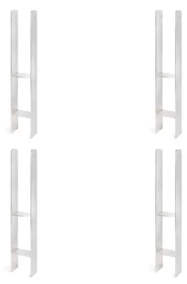Zdjęcie produktu dla Alberts 4 x wsporniki słupków H, stal nierdzewna, 91x600 mm, grubość materiału 4 mm, głębokość 60 mm, do osadzania w betonie