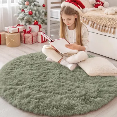 Immagine prodotto di Tappeto morbido e peloso, ideale per bambini, di 120 cm, lavabile e antiscivolo