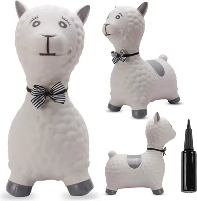 Image de SUN BABY animaux sauteurs à partir de 1 an avec pompe jouet gonflable en caoutchouc résistant et de haute qualité alpaga gris