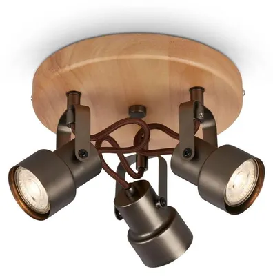 Produktbild von LED Spotleuchte Retro schwenkbar GU10 5 W antik-grau Metall-Holz Briloner