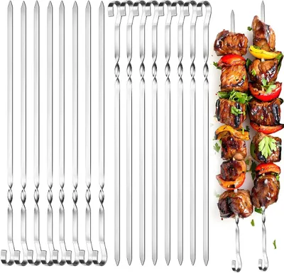 Produktbild von Schaschlikspieße 30 cm, 30 Stück, Edelstahl, für Fleisch