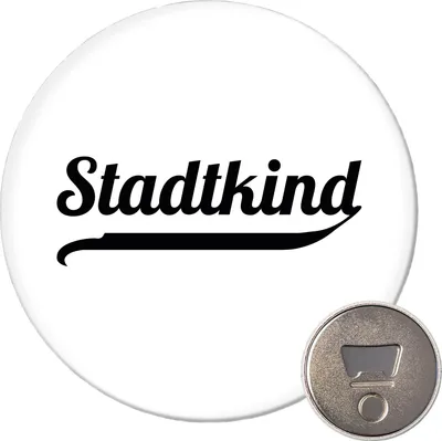 Produktbild von Huuraa Magnet Stadtkind Schriftzug 59mm Kühlschrankmagnet rund Flaschenöffner Geschenkidee
