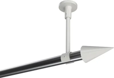 Produktbild von Interdeco Gardinenstange / Vorhangstange Chrom / Weiß, Typ Sonette Savio (Kegel) ohne Ringe, Deckenmontage, 20 mm Ø 1-läufig, 420 cm