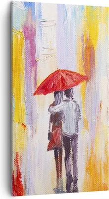 Produktbild von Bild auf Leinwand - Leinwandbild - Liebhaber Regenschirm - 45x80cm - Wand Bild - Wanddeko - Leinwanddruck - Bilder - Kunstdruck - Wanddekoration - Leinwand bilder - Wandkunst - PA45x80-3692