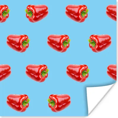 Produktbild von MuchoWow® Poster Paprika - Muster - Blau 50x50 cm - Wohnzimmerdekoration