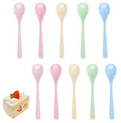Produktbild von Eierlöffel - 10 Stück Kunststofflöffel mit langem Stiel - 16 cm Länge