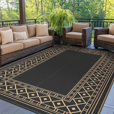 Immagine prodotto di Tappeto da esterno impermeabile, dimensioni 150 x 240 cm, ideale per giardino e campeggio