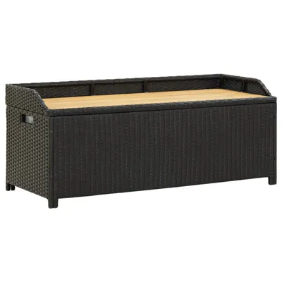 Obrázek produktu pro Zahradní lavice s úložným prostorem 120 cm polyratan černá Černá / 120 x 50 x 50 cm