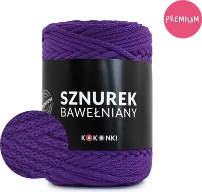 Produktbild von Makramee-Schnur aus Baumwolle PREMIUM by KOKONKI 5 mm/ Ralle 100 m Aubergine – Perfekt Kordel für Makramee & kreative Projekte