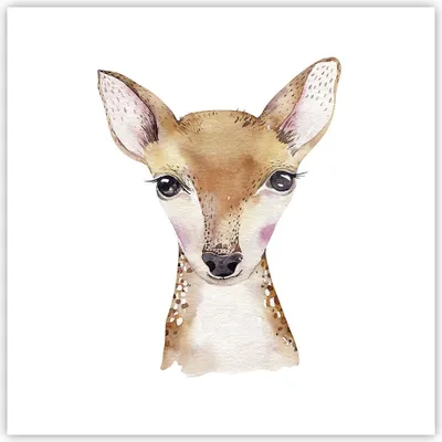 Produktbild von Poster - Poster ohne Rahmen - Damhirschkuh Grafiken Kinder - 50x50 cm - Wand Bild - Wanddeko - Wandbilder - Kunstposter - Wandposter - Bilder - Kunstdruck - Wanddekoration - Wandbild - P2XAC50x50-4449