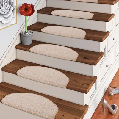 Produktbild von Trend Schlinge Stufenmatte Strong Beige (halbrund), Größe / Menge:24x65 cm = 1 Stck.