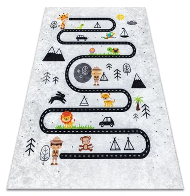 Image de Tapis lavable JUNIOR 51490.802 animaux, rues pour les enfants antidérapant - gris gris 120x170 cm