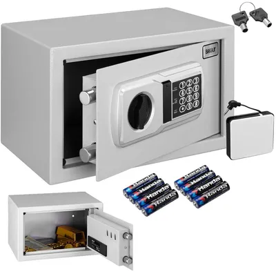 Produktbild von Elektronischer Wandtresor – Zahlenkombination – Notfallschlüssel – 31 x 20 x 20 cm – Grau