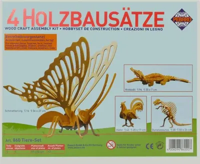 Produktbild von Pebaro Holzbaukasten Tiere - 3D Puzzle Bastelset für Kinder