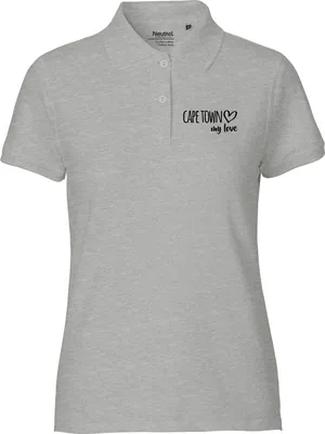 Produktbild von Huuraa Damen Polo Shirt Cape Town my love S Sport Grey Bio Baumwolle Fairtrade Poloshirt Geschenkidee