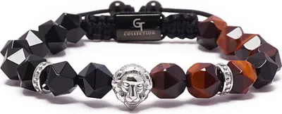 Produktbild von GT Collection | Lion Head Armband Herren mit Energie Steine, mit Verstellabarer Kordel und Geschenkschachtel