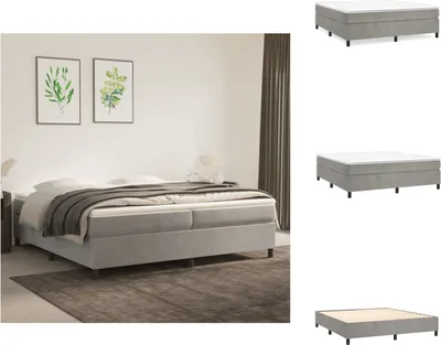 Produktbild von vidaXL Boxspringbett Hellgrau 200x200 cm Samt - Betten & Bettgestelle