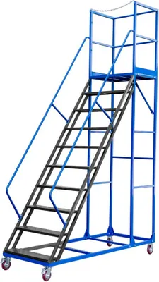 Zdjęcie produktu dla Drabina magazynowa podest przejezdna platforma 10 stopni Mega-M STANDARD 250 cm