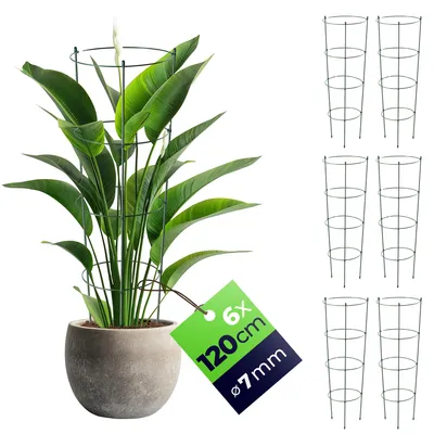Produktbild von KADAX Rankhilfe für Pflanzen, 120 cm, 6 Stück, Pflanzenstütze aus Stahl, Blumenstütze, Pflanzenhalter, Rankgitter für Kletterpflanzen im Garten oder Blumentopf, Rankturm für Tomaten