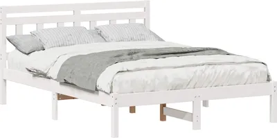 Produktbild von Bettrahmen Weiß 120 x 190 cm Massives Kiefernholz