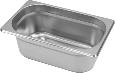 Zdjęcie produktu dla Pojemnik GN na posiłki, gastronomiczny Mega-M 1/4 ze stali nierdzewnej, 265x162x100 mm