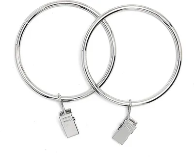 Zdjęcie produktu dla EWANTO Kółka do zasłon 10 sztuk srebrne błyszczące Średnica 45 mm Kółka do zasłon Zestaw haczyków do zasłon Kółko z klipsem 18 mm HH-13