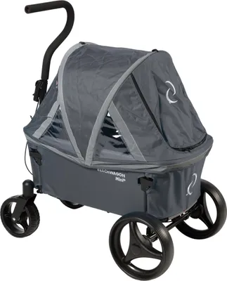 Immagine prodotto di Beach Wagon Carrello con Ruote pieghevole MINI Combideal, carrello compatto pieghevole fino a 40 kg, set con tettuccio, copertura, inserto in fleece e materassino - Grigio scuro