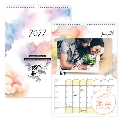 Produktbild von DIY Foto-Kalender 2027 DIN A4 zum Selbstgestalten Bastelkalender 250g Ringbindung Geschenk