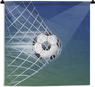 Produktbild von MuchoWow® Wandteppich Wandbehang Eine Illustration eines Fußballs im Netz - Jungen - Mädchen - Kinder 120x120 cm Tapisserie Dekoration Wandtuch - Modern - Baumwollgewebe