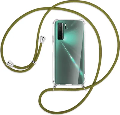 Produktbild von Handykette Backcover-Schutzhülle mit Band (Metall silberfarben) für Huawei P40 lite 5G - khaki