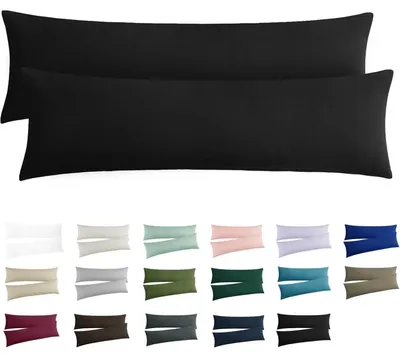 Zdjęcie produktu dla Zestaw 2 poszewek na poduszki, 40x145 cm, kolor czarny, wykonane z mikrofibry, z zamkiem błyskawicznym