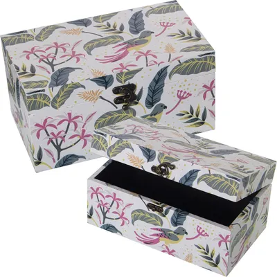2er-Set Aufbewahrungsboxen MDF/Polyester 30x18x15 & 24x14x12 cm