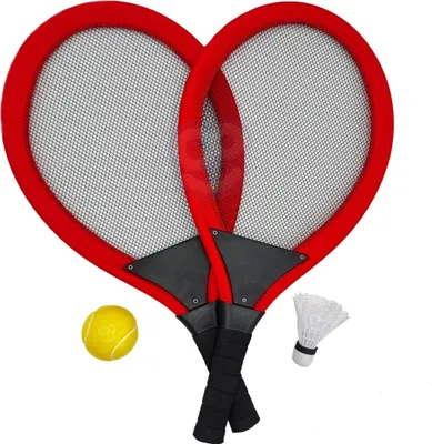Image de WOOPIE - Raquettes de tennis et de badminton de grande taille pour enfants, ensemble avec balle et volant