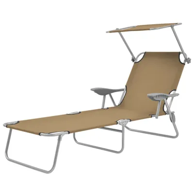 Produktbild von vidaXL Klappliege mit Sonnenschutz Stahl Taupe