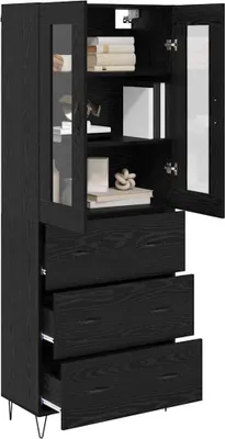 Immagine prodotto di vidaXL Credenza alta nero effetto rovere 69,5 x 34 x 90 cm in materiale derivato dal legno