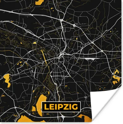 Produktbild von MuchoWow® Poster Leipzig - Gold - Stadtplan - Deutschland - Karte 50x50 cm - Wohnzimmerdekoration
