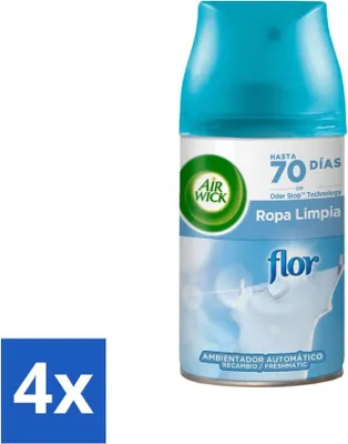 Productafbeelding van Air Wick - Luchtverfrisser navulling - Bloemig & Fris - Automatische spray - 250 ml - Voordeelverpakking - 4 stuks