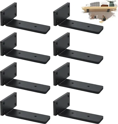 Produktbild von Zwevende plankhouders - Robustes Eisen - Set von 4 - Schwarz