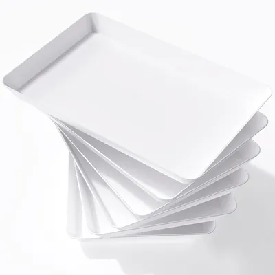 Plastiktablett-Set, 6er Set, BPA-frei, 36,7x24x3 cm, weiß