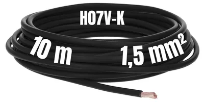 Produktbild von Kalitec 10 Meter H07V-K 1,5 mm² schwarz Verdrahtungsleitung I Aderleitung flexibel I PVC Einzelader I Litze 1,5mm2 I Verdrahtung feindrätig I Einzelleitung I Kabel eindrähtig I Schaltdraht