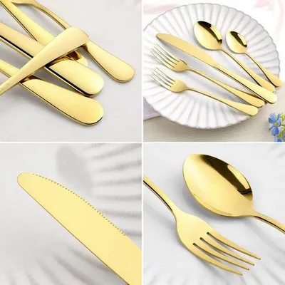 Produktbild von Famanu Besteckset 40-teilig für 8 Personen - Edelstahl mit goldenen Akzenten