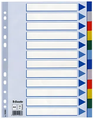 Produktbild von Esselte Kunststoff Register blanko A4 PP 12-teilig