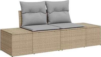 Obrázok produktu pre vidaXL Záhradná sedačka s vankúšmi, béžová, 184 x 62 x 69 cm, umelý ratan