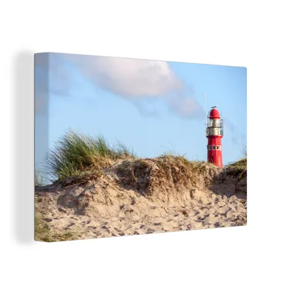 Zdjęcie produktu dla OneMillionCanvasses® - Obraz na płótnie - 150x100 cm, Plaża - Latarnia morska - Wydma, dekoracja ścienna na płótnie