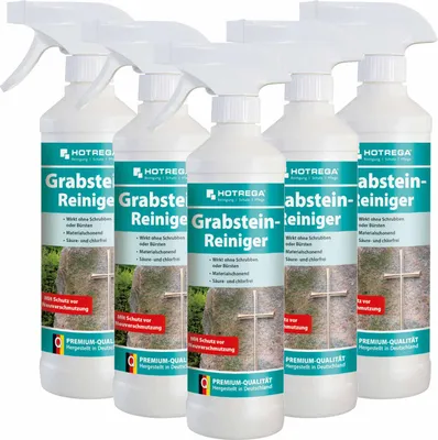 Produktbild von HOTREGA Grabstein Reiniger 500 ml - Grabreiniger, Steinreiniger, Natursteinreiniger, Grünbelagentferner, Marmorreiniger