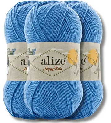 Obrázok produktu pre Alize 3x 100g priadze Happy Kids, jednotná farba, vhodné na háčkovanie a pletenie (237)