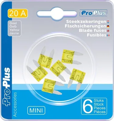 Immagine prodotto di Fusibili lamellari mini 20A gialli 6 pezzi in blister