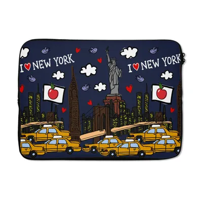 Produktbild von MuchoWow® Laptop Hülle 13 Zoll New York - Taxi - Freiheitsstatue Laptoptasche - Laptophülle - Sleeve - Rundumschutz
