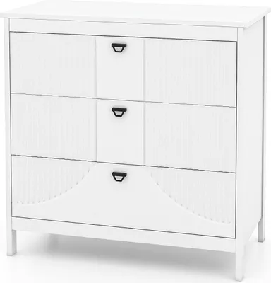 Produktbild von Holz Kommode mit 3 Schubladen & Metallgriffe Modern Sideboard Schubladenschrank